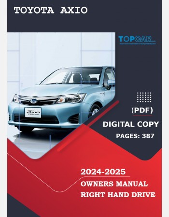 toyota axio 2024-2025 owners manual in english
